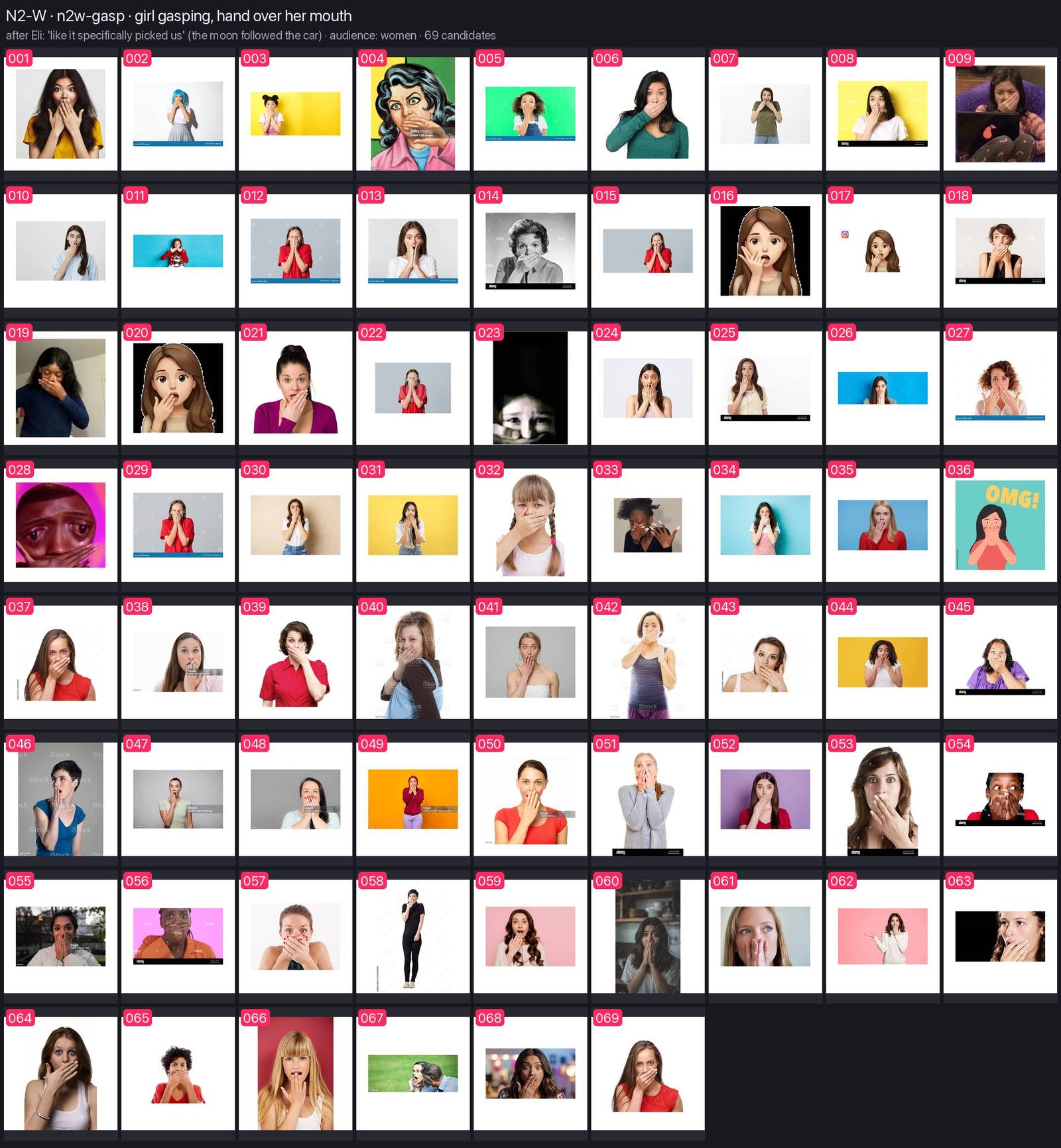 Numbered contact sheet of every candidate for n2w-gasp