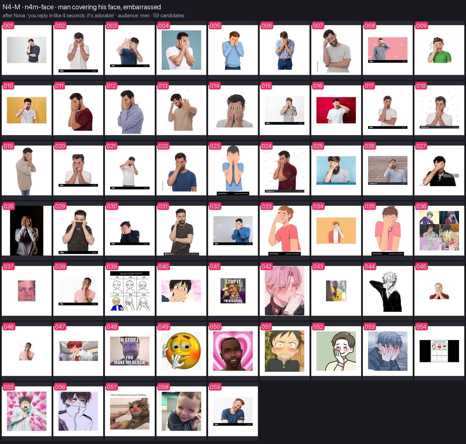 Numbered contact sheet of every candidate for n4m-face